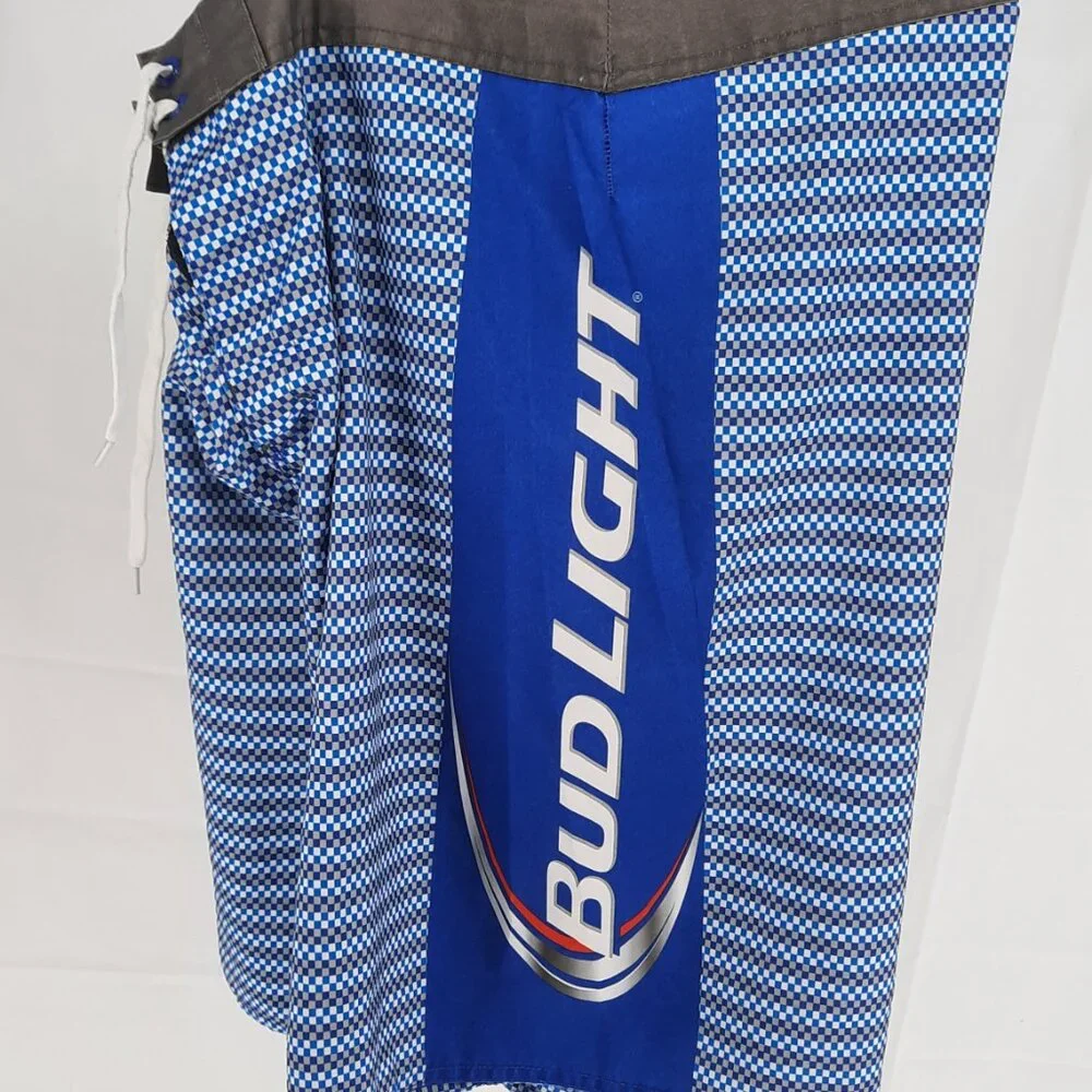 Bud Light Board Shorts Men's 36 Swim Trunks Spell Out Surf Beach Blue Outdoor - Picture 3 of 7